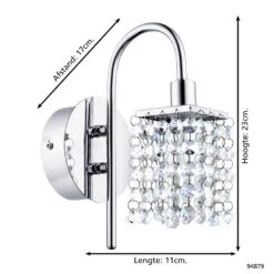 EGLO Batholino Almonte - Wandlamp - 1 Lichts - Chroom - Helder -Winkel Voor Woonverlichting 1000070447 0103