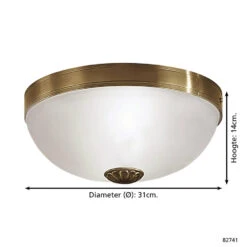 EGLO Imperial - Plafondlamp - 2 Lichts - Ø310mm. - Brons - Wit 9 EGLO Imperial - Plafondlamp - 2 Lichts - Ø310mm. - Brons - Wit -Winkel Voor Woonverlichting 1000070565 0103