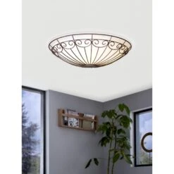 EGLO Colti Plafondlamp - E27 - Ø 35 cm - Antiek-Bruin/Wit gelakt -Winkel Voor Woonverlichting 1000070593 0104