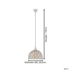 EGLO Vintage Talbot 2 - Hanglamp - 1 Lichts - Antiek Wit -Winkel Voor Woonverlichting 1000070890 0103