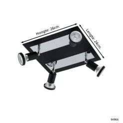 EGLO Sarria - Spot - 4 Lichts - Zwart, Chroom 9 EGLO Sarria - Spot - 4 Lichts - Zwart, Chroom -Winkel Voor Woonverlichting 1000070975 0103