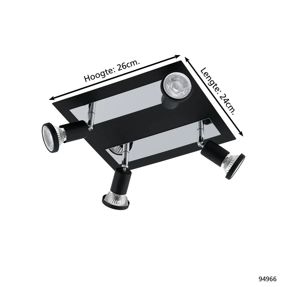 EGLO Sarria - Spot - 4 Lichts - Zwart, Chroom 6 EGLO Sarria - Spot - 4 Lichts - Zwart, Chroom - Afbeelding 4