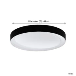 EGLO Laurito Plafondlamp - LED - Ø 49 cm - Wit/Zwart - Dimbaar -Winkel Voor Woonverlichting 1000072097 0103