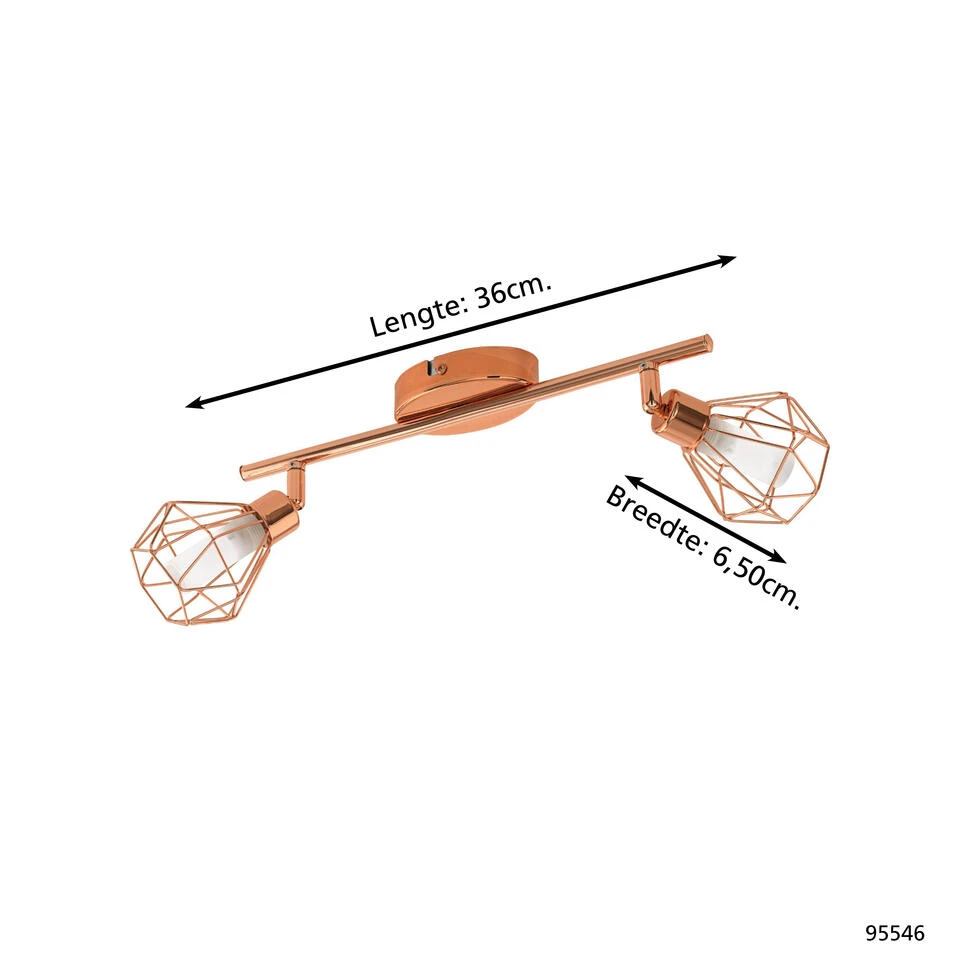 EGLO Zapata - Spot - 2 Lichts - Koper - Wit 6 EGLO Zapata - Spot - 2 Lichts - Koper - Wit - Afbeelding 4