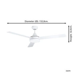 EGLO Sesimbra Plafondlamp met ventilator - 132cm - Wit - Dimbaar 9 EGLO Sesimbra Plafondlamp met ventilator - 132cm - Wit - Dimbaar -Winkel Voor Woonverlichting 1000072262 0103
