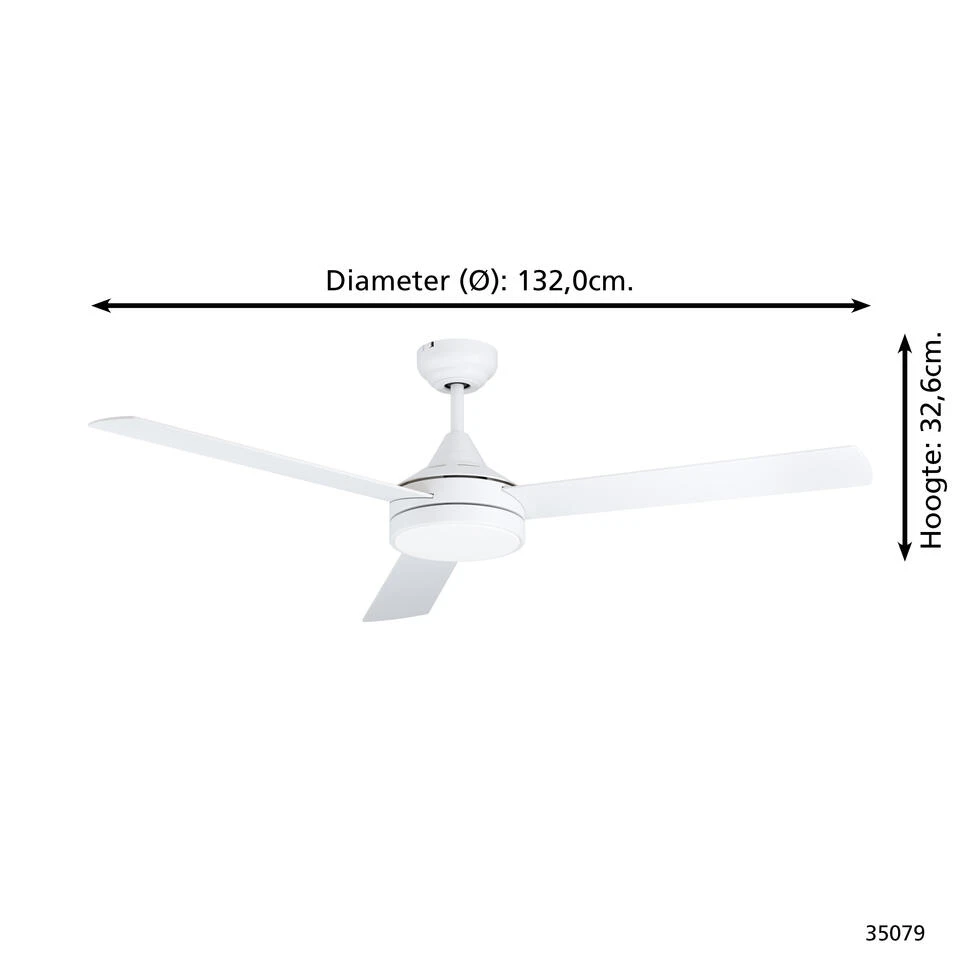 EGLO Sesimbra Plafondlamp met ventilator - 132cm - Wit - Dimbaar 6 EGLO Sesimbra Plafondlamp met ventilator - 132cm - Wit - Dimbaar - Afbeelding 4