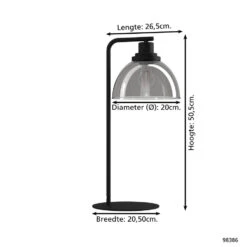 EGLO Beleser Tafellamp - E27 - 50,5 Cm - Zwart -Winkel Voor Woonverlichting 1000073977 0103