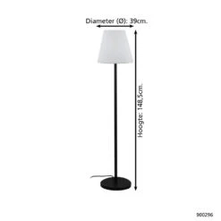 EGLO Alghera Staande Lamp Buiten - E27 - 148,5 Cm - Zwart/Wit -Winkel Voor Woonverlichting 1000076727 0103