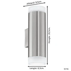 EGLO Riga-Led - Buitenverlichting - Wandlamp - 2 Lichts - RVS  -Winkel Voor Woonverlichting 1000076820 0103