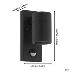 EGLO Riga 5 Wandlamp Buiten - Sensor - GU10 - 16,5 cm - Sensor - Zwart -Winkel Voor Woonverlichting 1000076827 0103