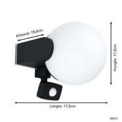 EGLO Rubio Wandlamp Buiten - Sensor - E27 - 17 cm - Sensor - Zwart/Wit -Winkel Voor Woonverlichting 1000076833 0103