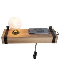 QAZQA Industriële Wandlamp Hout USB - Reena -Winkel Voor Woonverlichting 1000077154 0101