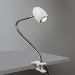 QAZQA Design Klemspot Wit Met Flexarm - Egg 7 QAZQA Design Klemspot Wit Met Flexarm - Egg -Winkel Voor Woonverlichting 1000078761 0101