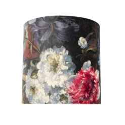 QAZQA Velours Lampenkap Bloemen Dessin 25/25/25 Gouden Binnenkant -Winkel Voor Woonverlichting 1000078818 0103