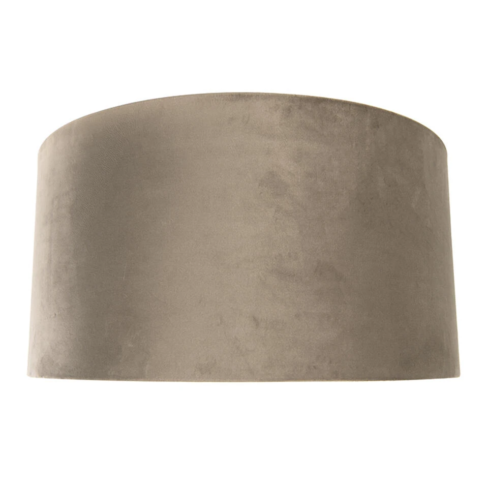 QAZQA Velours Lampenkap Taupe 50/50/25 Met Gouden Binnenkant 6 QAZQA Velours Lampenkap Taupe 50/50/25 Met Gouden Binnenkant - Afbeelding 4