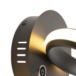 QAZQA Design Wandlamp Zwart 3-stap Touchdimmer Incl. LED - Twisted -Winkel Voor Woonverlichting 1000078853 0103