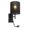 QAZQA Moderne Wandlamp Zwart Met Katoenen Kap - Stacca -Winkel Voor Woonverlichting 1000078881