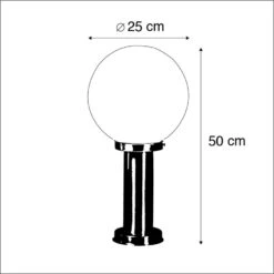 QAZQA Moderne Buitenlamp Paal Staal RVS 50 Cm - Sfera -Winkel Voor Woonverlichting 1000080988 0102