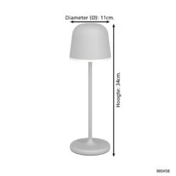 EGLO Mannera Tafellamp - Aanraakdimmer - Draadloos - 34 Cm - Grijs -Winkel Voor Woonverlichting 1000081565 0103