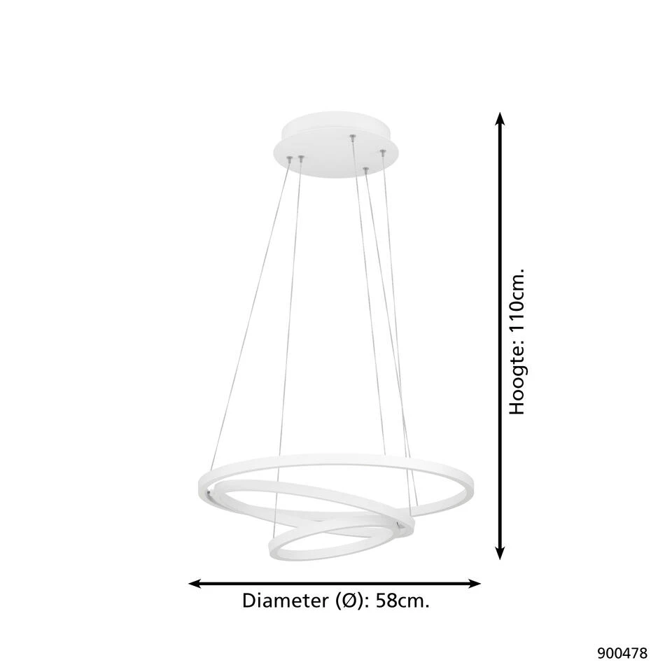 EGLO connect.z Lobinero-Z Smart Hanglamp - Ø 58 cm - Wit - Dimbaar 6 EGLO connect.z Lobinero-Z Smart Hanglamp - Ø 58 cm - Wit - Dimbaar - Afbeelding 4