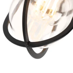QAZQA Landelijke Buitenplafondlamp Zwart Met Glas IP44 - Elza -Winkel Voor Woonverlichting 1000084662 0103