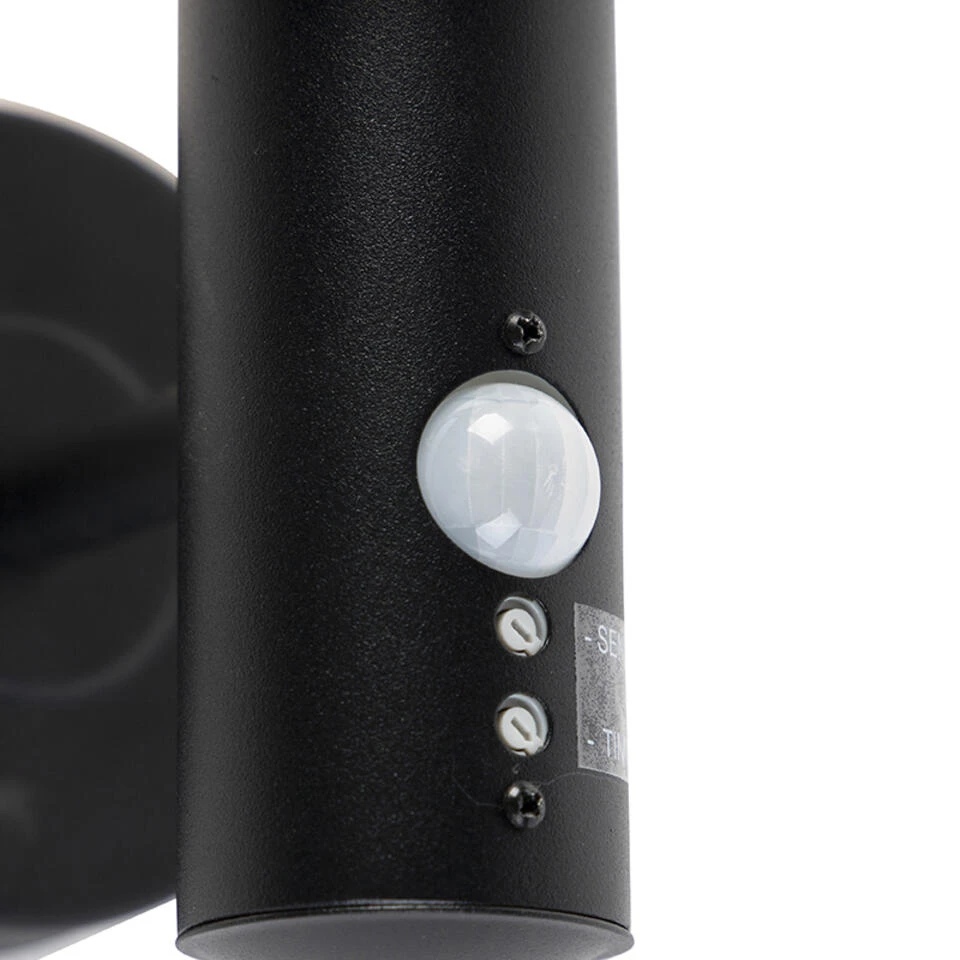 QAZQA Buitenwandlamp Zwart Met Bewegingssensor IP44 - Gleam 6 QAZQA Buitenwandlamp Zwart Met Bewegingssensor IP44 - Gleam - Afbeelding 4