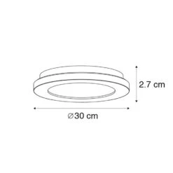 QAZQA Plafonnière Wit 30 Cm Incl. LED 3-staps Dimbaar IP44 - Steve -Winkel Voor Woonverlichting 1000084685 0103