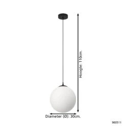 EGLO Rondo 3 Hanglamp - E27 - Ø 30 Cm - Zwart/Wit -Winkel Voor Woonverlichting 1000085371 0103