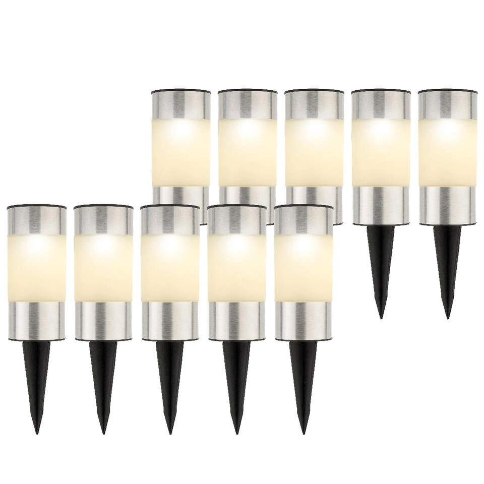 Lumineo Prikspot Set - 10 Stuks - Zilver - H14 Cm - RVS 3 Lumineo Prikspot Set - 10 Stuks - Zilver - H14 Cm - RVS