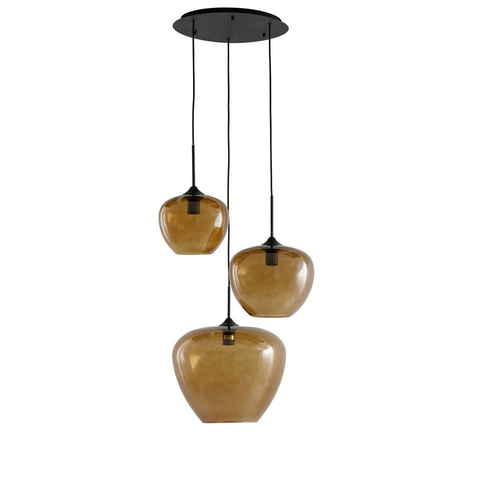Hanglamp Mayson - Bruin Glas - Ø40cm - 3L 3 Hanglamp Mayson - Bruin Glas - Ø40cm - 3L