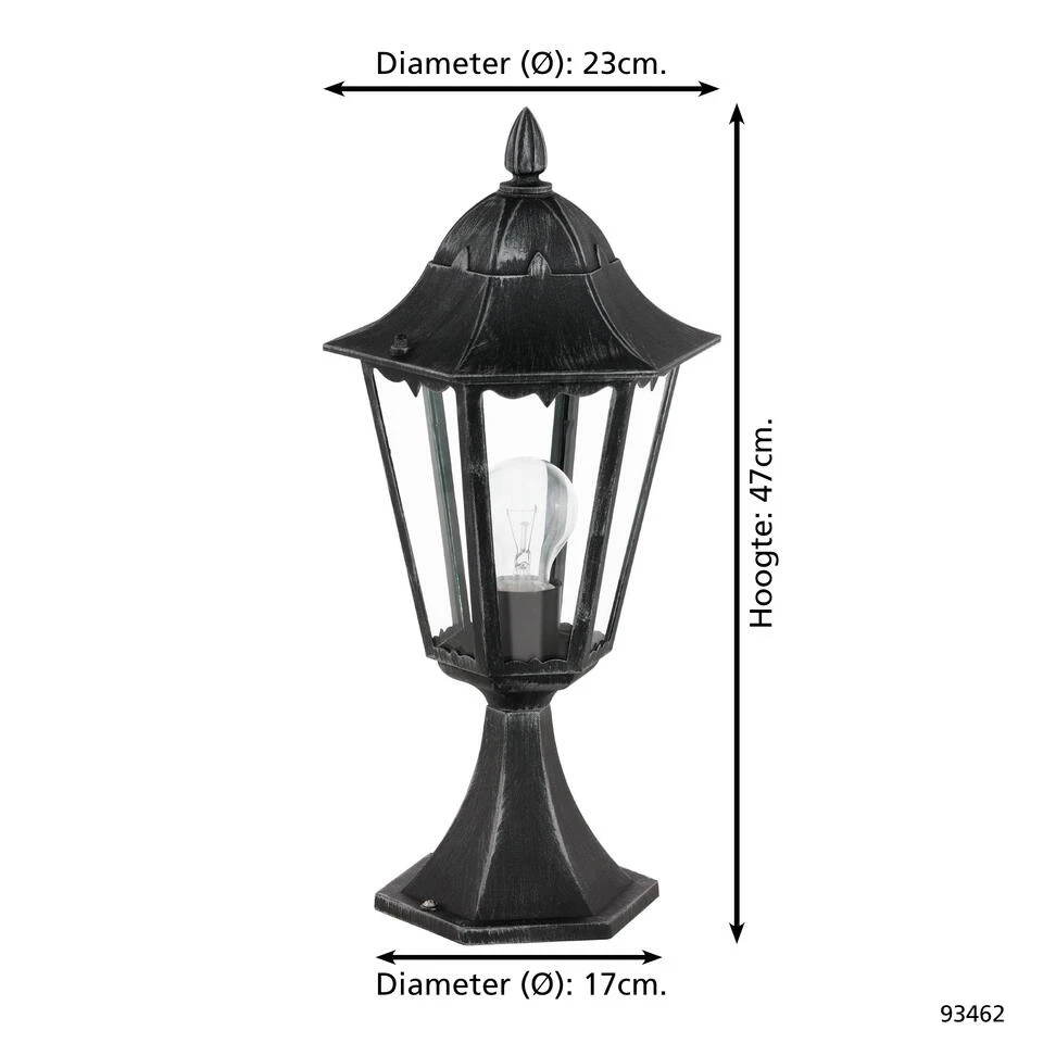 EGLO Navedo - Buitenverlichting - Tuinpaaltje - 1 Lichts - Zwart, Zilver-Patina 4 EGLO Navedo - Buitenverlichting - Tuinpaaltje - 1 Lichts - Zwart, Zilver-Patina - Afbeelding 2