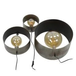 Wandlamp Set Van 3 Chez Rond Oud Zilver - 39x39x39 Cm - Metaal - Grijs -Winkel Voor Woonverlichting 1000095810 0103