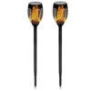 Benson Solar Tuinlamp - 2x - Zwart - LED Flame Effect - D12 X H74 CmA  -Winkel Voor Woonverlichting 1000099605