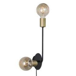 Nordlux Wandlamp Josefine 2 Lichts - H 44,5 Cm - Goud Zwart -Winkel Voor Woonverlichting 1100308120 0102