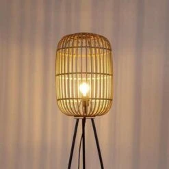 Freelight Vloerlamp Treccia - 3 Poot - Rotan - H 139 Cm - Beige Zwart -Winkel Voor Woonverlichting 1642179580 0102