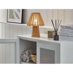 Beliani Tafellamp CLYDE - Lichte Houtkleur Multiplex -Winkel Voor Woonverlichting 1912890752 0103