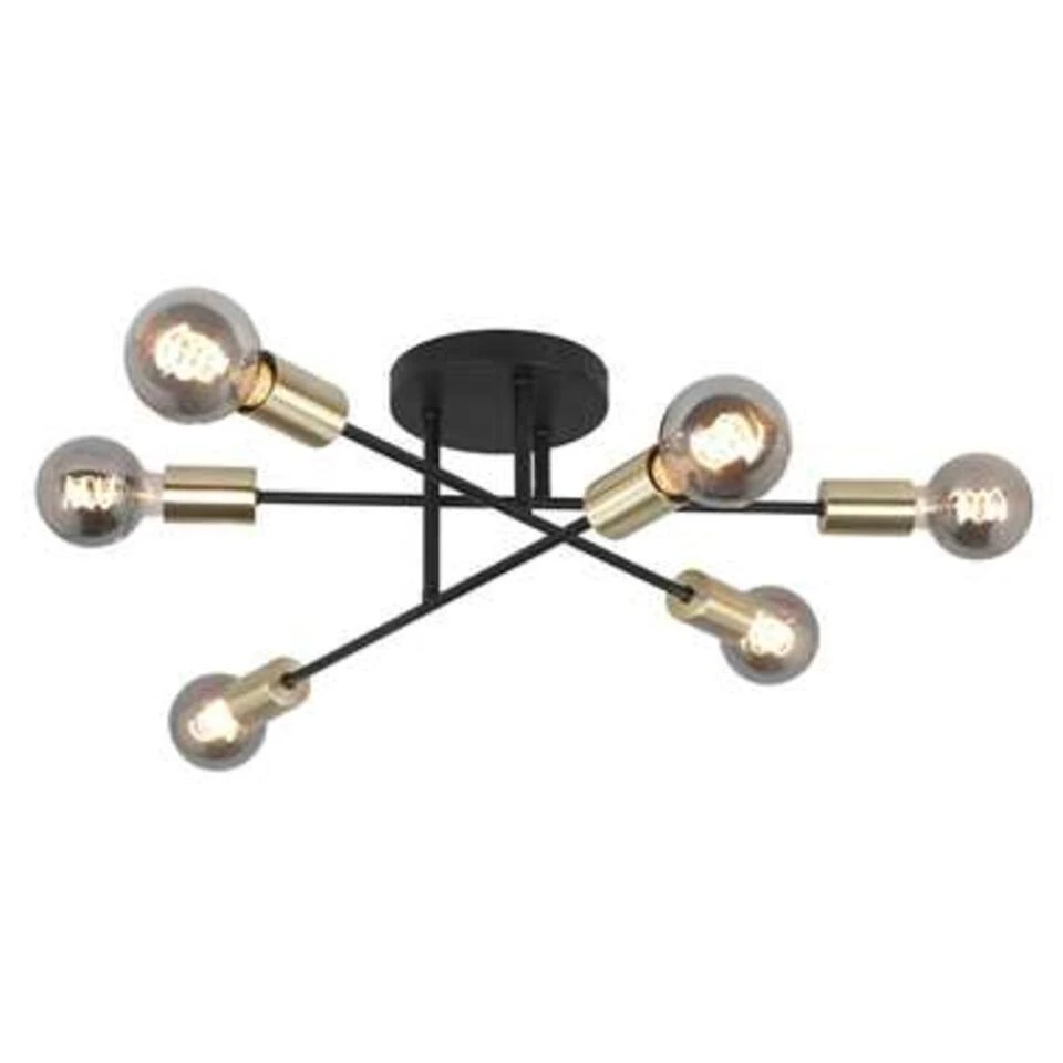 Highlight Plafondlamp Sticks 6 Lichts - Ø 70 Cm - Goud Zwart 3 Highlight Plafondlamp Sticks 6 Lichts - Ø 70 Cm - Goud Zwart