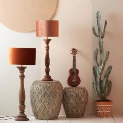 Cilinder Lampenkap Velours - Terra - Ø30x21cm -Winkel Voor Woonverlichting 19a2689edd6a4b2b8950f6ace6056ca5