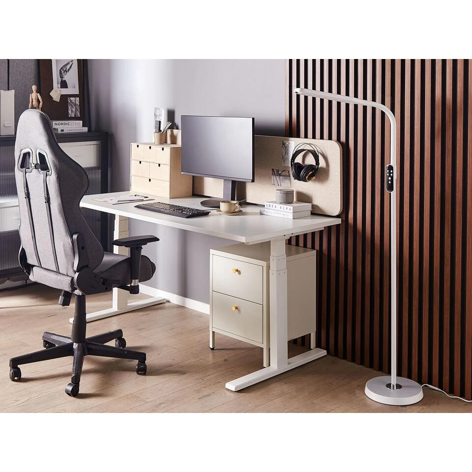 Beliani Staande Lamp ARIES - Wit Synthetisch Materiaal 6 Beliani Staande Lamp ARIES - Wit Synthetisch Materiaal - Afbeelding 4