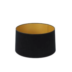 Drum Lampenkap Velours - Zwart/Goud - 45x42x25cm -Winkel Voor Woonverlichting 2a79d0b79143435fb4908012daf1f0c0