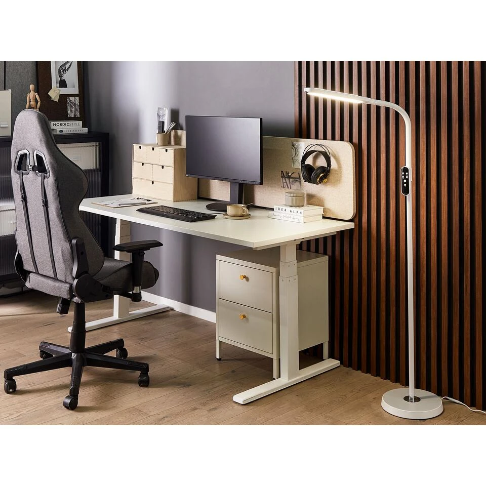 Beliani Staande Lamp ARIES - Wit Synthetisch Materiaal 4 Beliani Staande Lamp ARIES - Wit Synthetisch Materiaal - Afbeelding 2