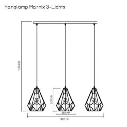 Hanglamp Marnix 3 Lichts - Zwart - 120x25 Cm -Winkel Voor Woonverlichting 60101411 9700