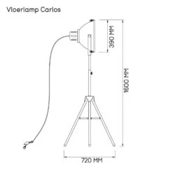 Vloerlamp Carlos - Zwart - Ø28x155 Cm 7 Vloerlamp Carlos - Zwart - Ø28x155 Cm -Winkel Voor Woonverlichting 60350417 9700