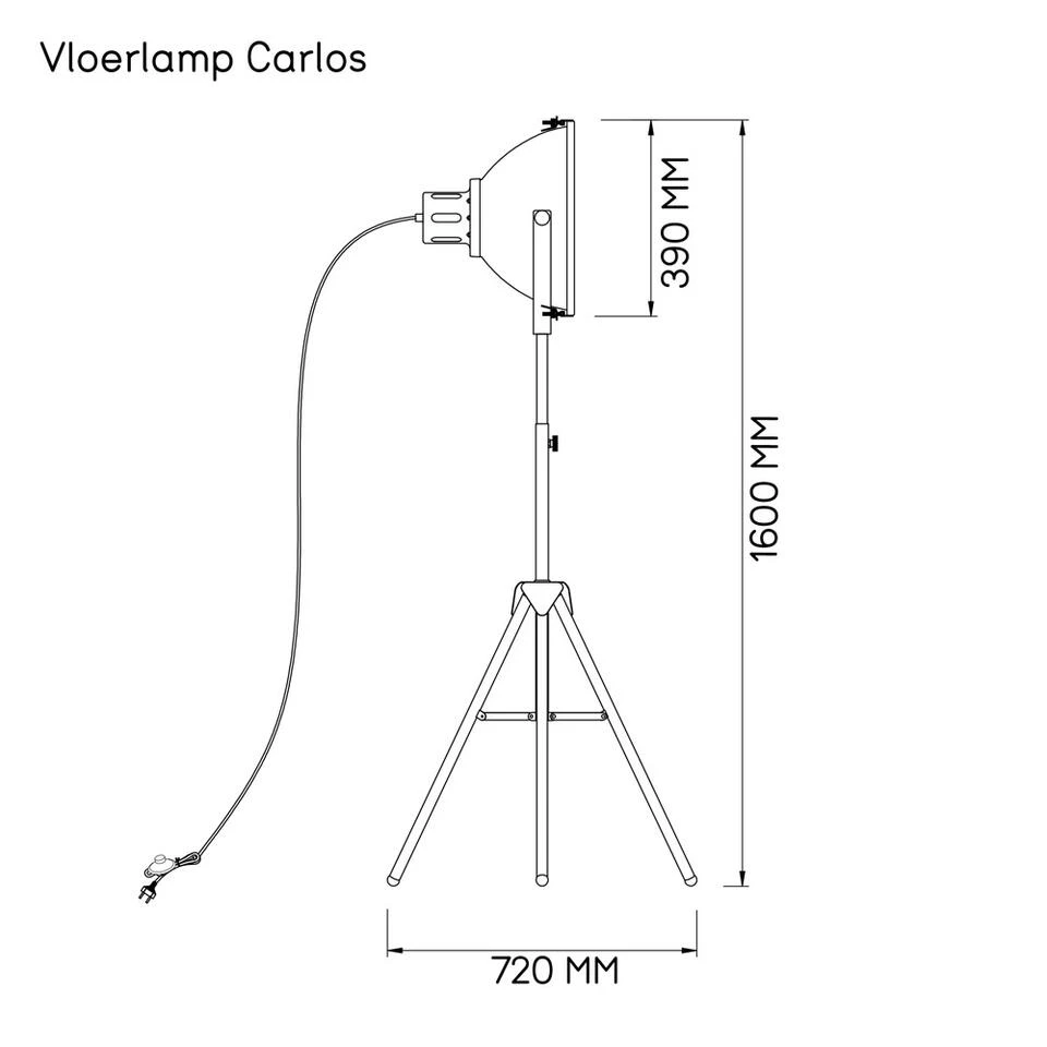 Vloerlamp Carlos - Zwart - Ø28x155 Cm 5 Vloerlamp Carlos - Zwart - Ø28x155 Cm - Afbeelding 3