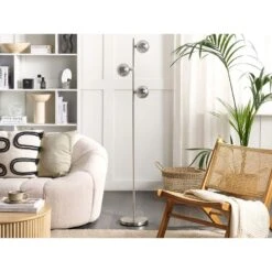 Beliani Staande Lamp RAMIS - Zilver Staal -Winkel Voor Woonverlichting 6890ed6081eb47a1a38d5fbb3b551cd7