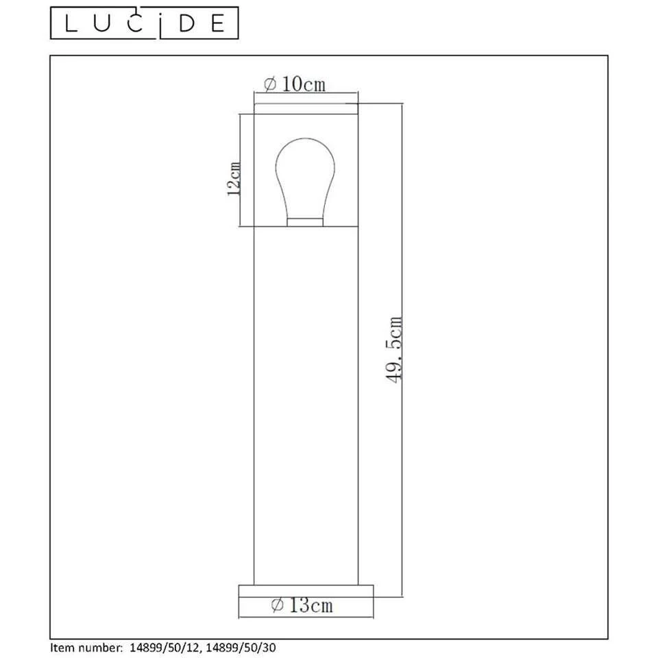 Lucide Sokkellamp Buiten FEDOR IP44 - Zwart - 13x13x49,5 Cm 6 Lucide Sokkellamp Buiten FEDOR IP44 - Zwart - 13x13x49,5 Cm - Afbeelding 4
