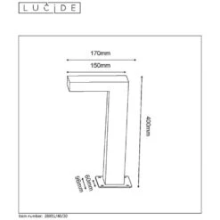 Lucide Sokkellamp Buiten TEXAS IP54 - Antraciet - 15x6x40 Cm -Winkel Voor Woonverlichting 81018850 0101
