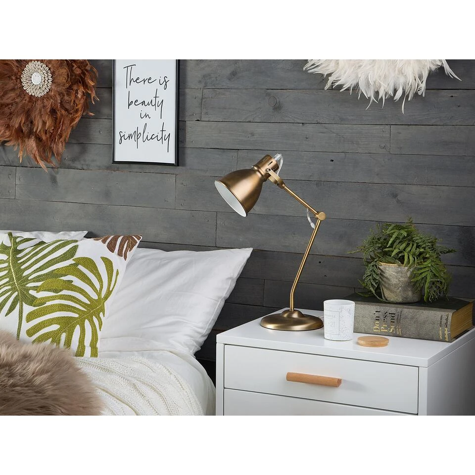 Beliani Tafellamp MONSAN - Messing Staal 4 Beliani Tafellamp MONSAN - Messing Staal - Afbeelding 2