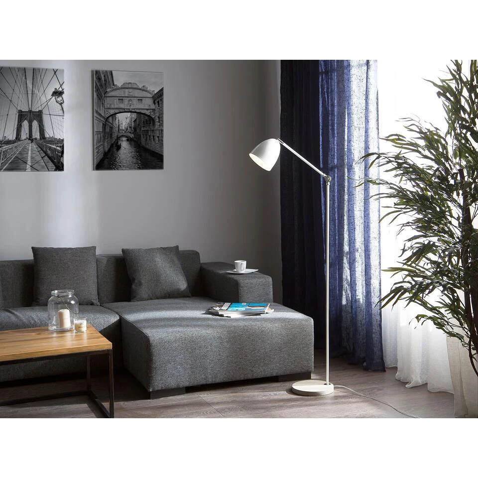 Beliani Staande Lamp CHANZA - Wit Metaal 3 Beliani Staande Lamp CHANZA - Wit Metaal - Afbeelding 2