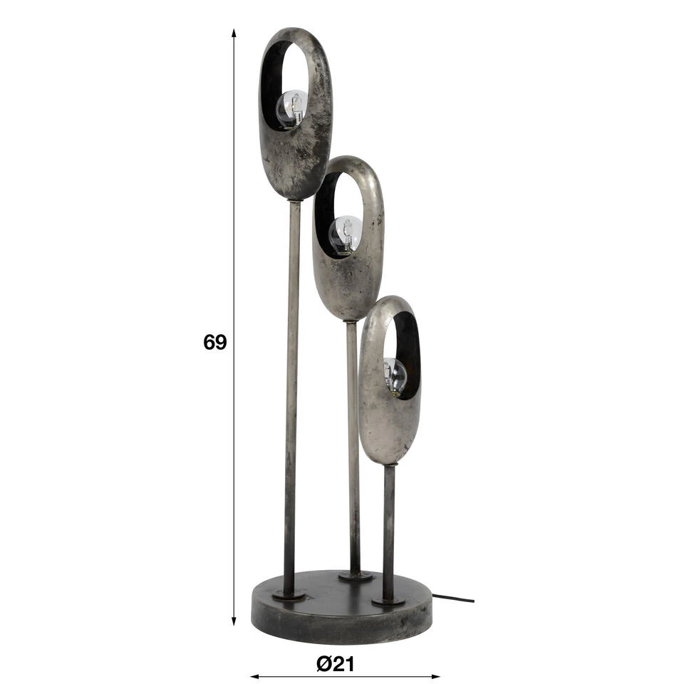 Industriële Tafellamp Kenzie Metaal 3-lichts - 21x21x69 Cm - Metaal - Grijs 5 Industriële Tafellamp Kenzie Metaal 3-lichts - 21x21x69 Cm - Metaal - Grijs - Afbeelding 3